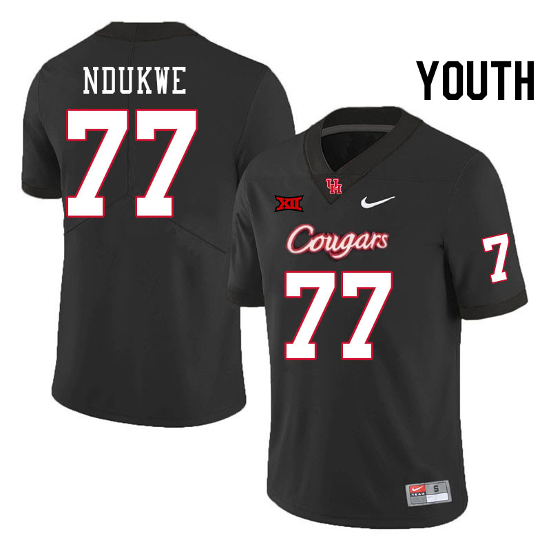 Youth #77 David Ndukwe Houston Cougars Big 12 XII College Football Jerseys Stitched-Black - Click Image to Close
